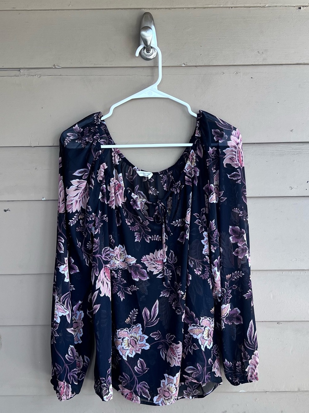 Lovestitch long-sleeve sheer bohemian peasant blouse size L